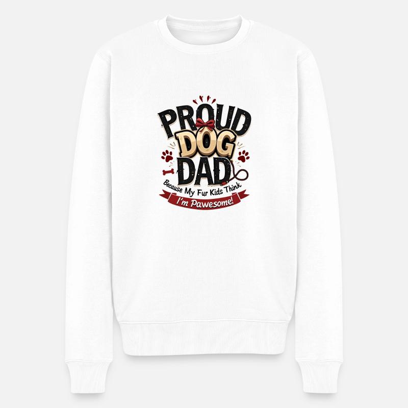 HUND-VATER - Männer Premium Bio Pullover - Weiß