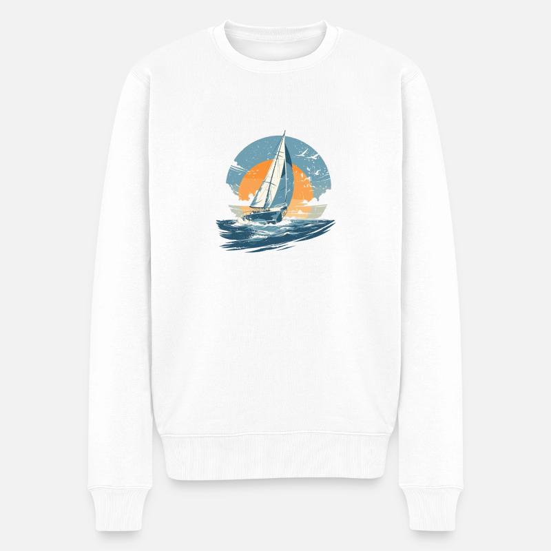 Segeln Segler Boot Schiff Seesegeln - Männer Premium Bio Pullover - Weiß