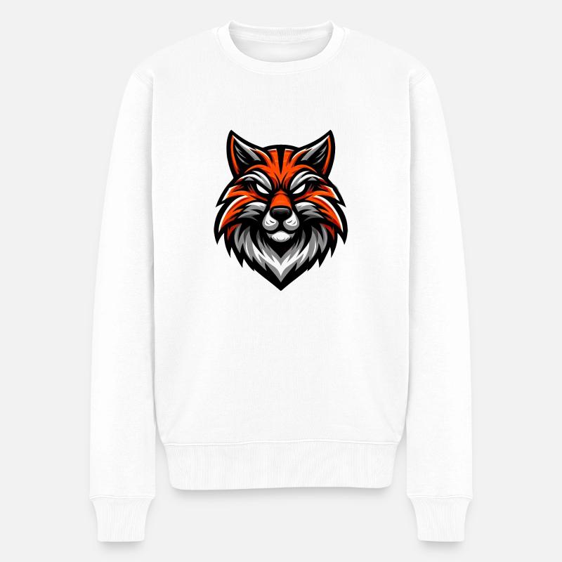 Ingwer Katze Illustration - Männer Premium Bio Pullover - Weiß
