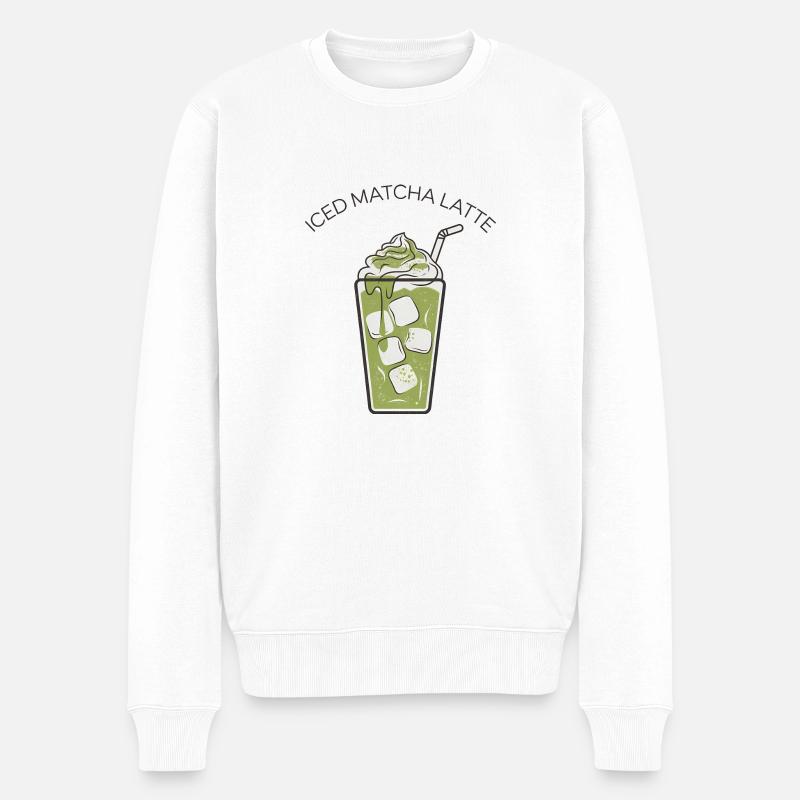 Iced Matcha Latte 2 - Männer Premium Bio Pullover - Weiß