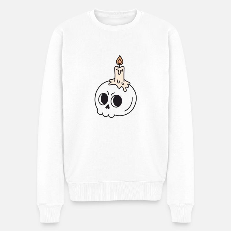 Gruselige Vibes Halloween - Männer Premium Bio Pullover - Weiß