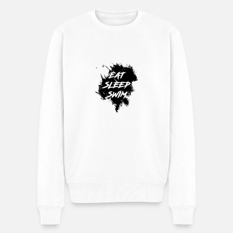 Essen Schlafen Schwimmen - Männer Premium Bio Pullover - Weiß