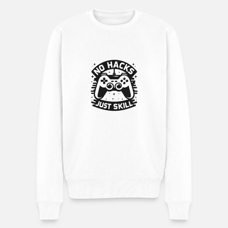 Keine Hacks, nur Geschicklichkeit - Männer Premium Bio Pullover - Weiß