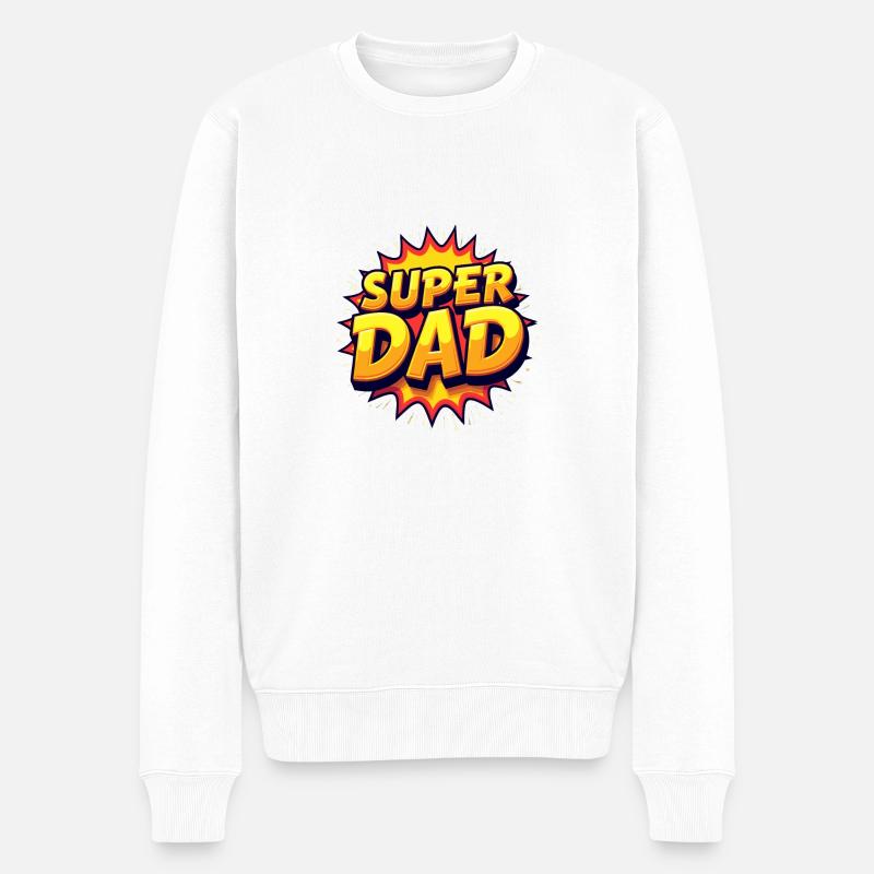 GESCHENKE FÜR PAPA - Männer Premium Bio Pullover - Weiß