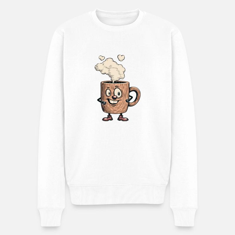 KAFFEETASSE - Männer Premium Bio Pullover - Weiß