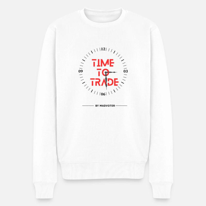 Time to Trade png - Männer Premium Bio Pullover - Weiß