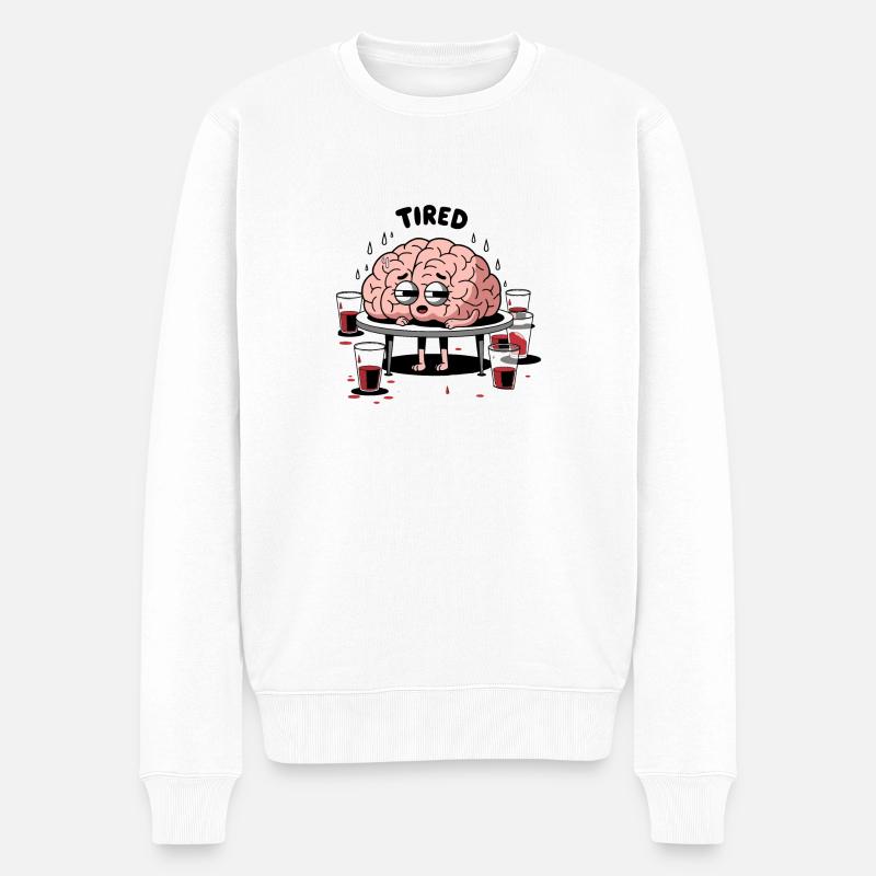 MÜDES GEHIRN - Männer Premium Bio Pullover - Weiß
