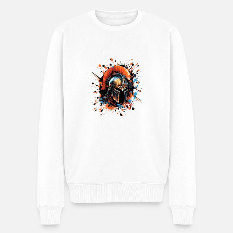 Spartaner Helm Symbol - Männer Premium Bio Pullover - Weiß