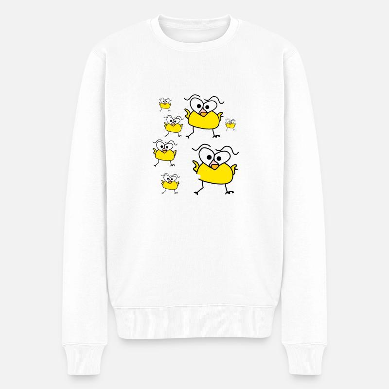 Sept poulets Zieben Pièce Drôle - Pull Premium bio Homme - blanc