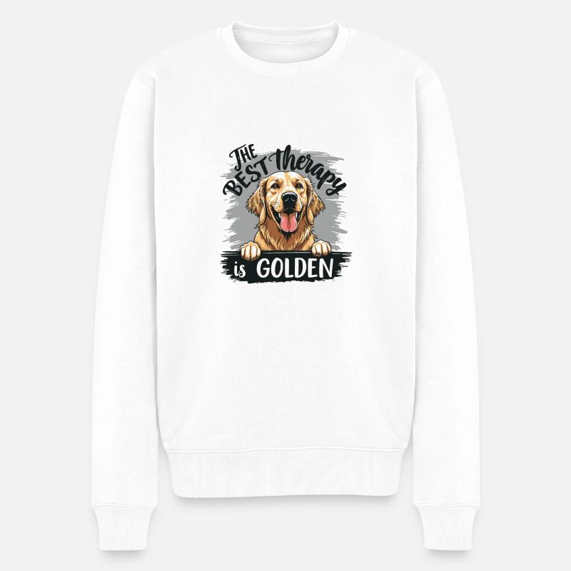 GOLDEN - Männer Premium Bio Pullover - Weiß