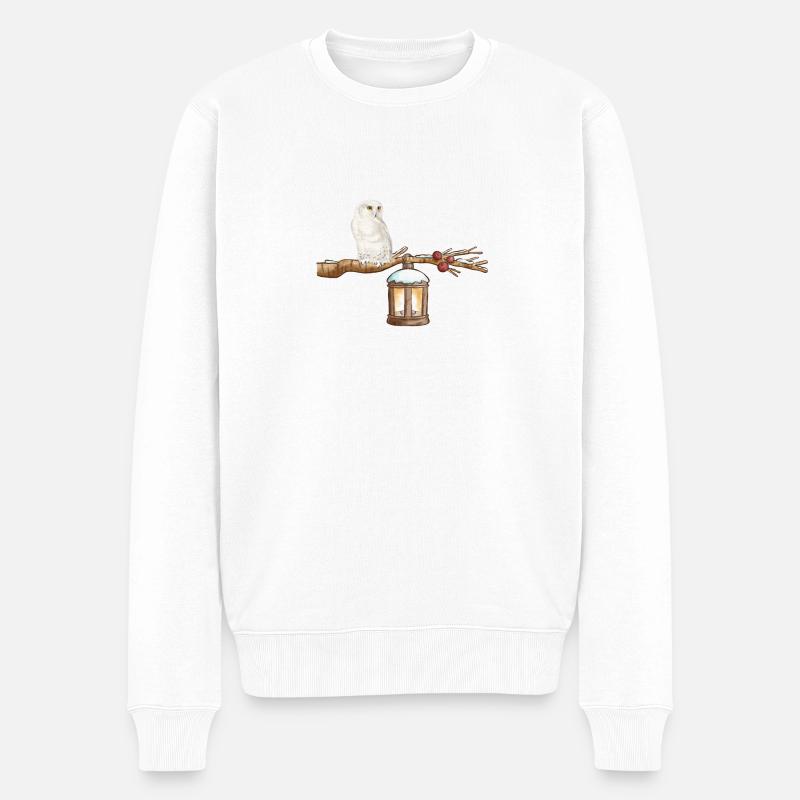Hibou d’hiver Winter-Eule - Pull Premium bio Homme - blanc