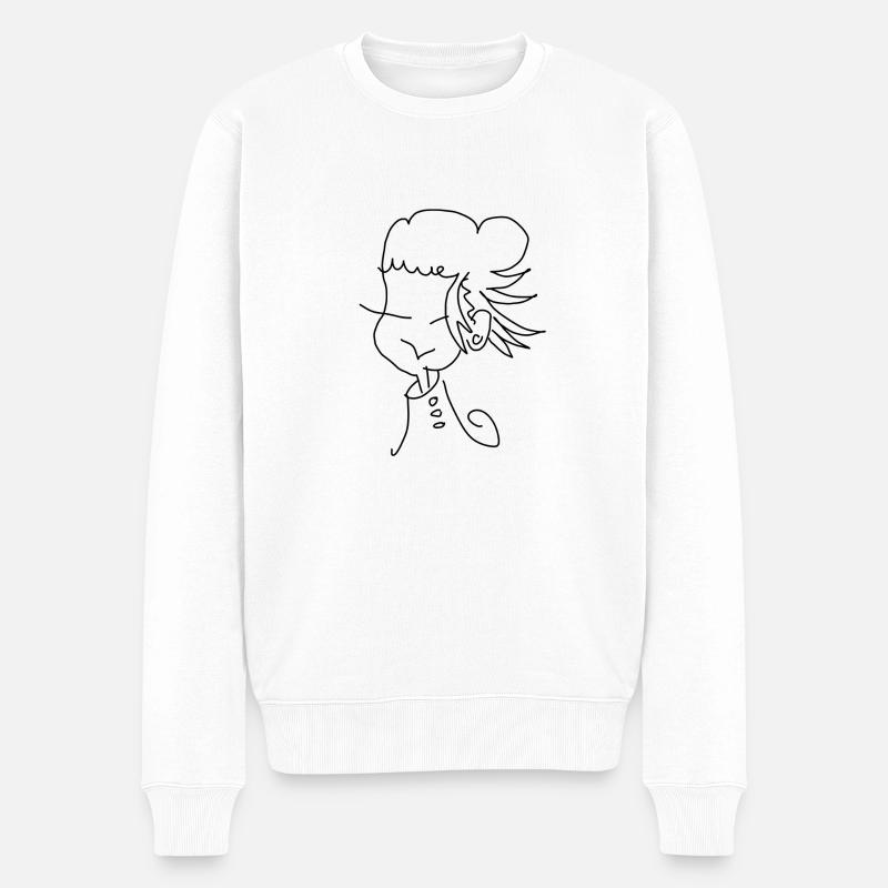 kunstvolle asiatische Frau - Männer Premium Bio Pullover - Weiß