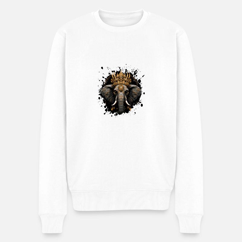 Animal de la couronne d’éléphant - Pull Premium bio Homme - blanc