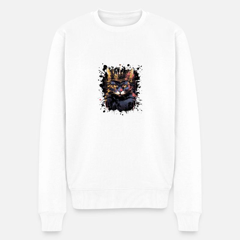 Chat Chat Animal Couronne - Pull Premium bio Homme - blanc