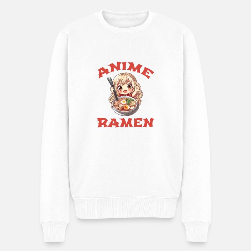 Anime Ramen Mädchen - Männer Premium Bio Pullover - Weiß