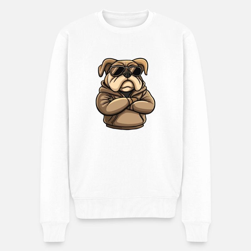 bulldogg hund comic - Männer Premium Bio Pullover - Weiß