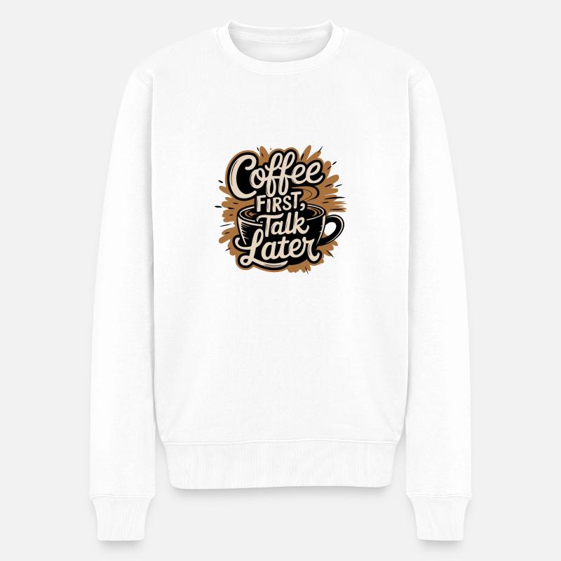 CAFÉ PREMIÈRE CONVERSATION PLUS TARD - Pull Premium bio Homme - blanc