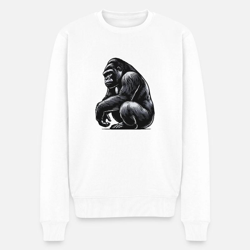 Gorilla - Männer Premium Bio Pullover - Weiß