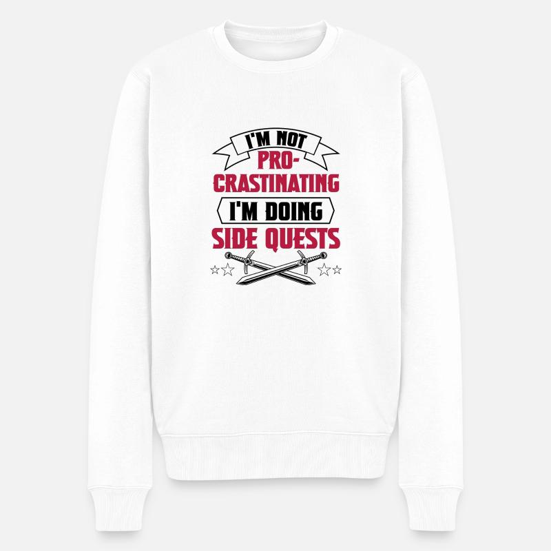 Procrastiner2 - Pull Premium bio Homme - blanc