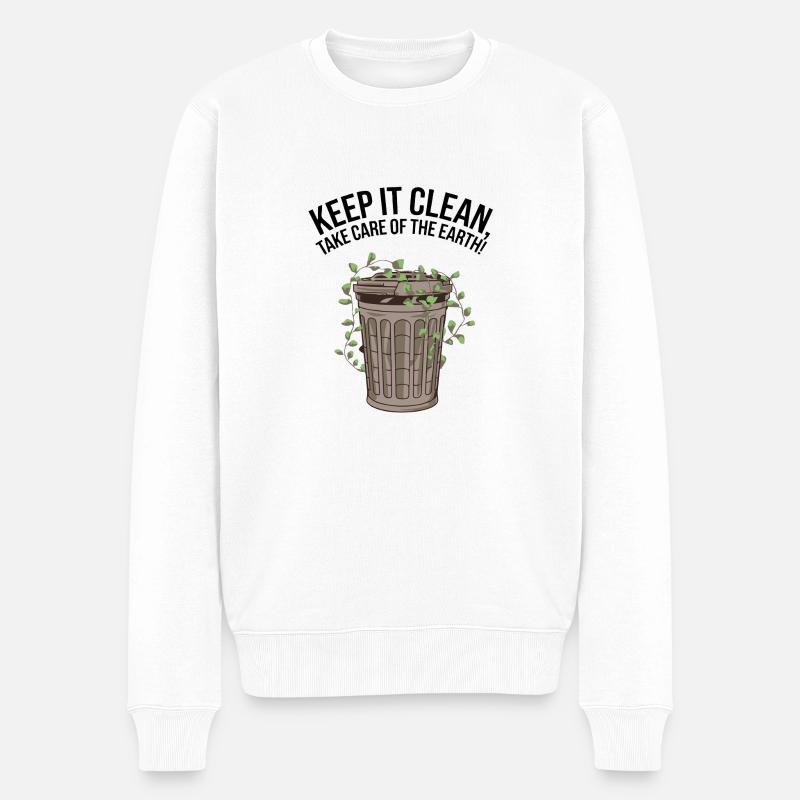 MÜLLTONNEN - Männer Premium Bio Pullover - Weiß