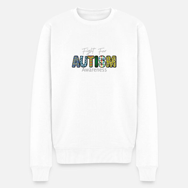 Fight For Autism Awareness Buntes Design Fight For - Männer Premium Bio Pullover - Weiß