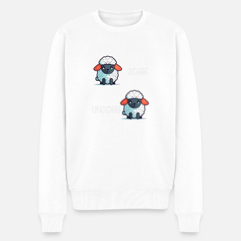 Schaf Unschaf lustiges cooles Geschenk - Männer Premium Bio Pullover - Weiß