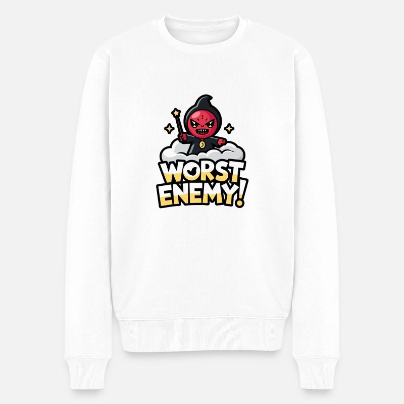 SCHLIMMSTER FEIND - Männer Premium Bio Pullover - Weiß