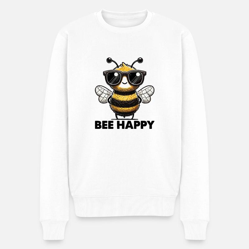 biene bee happy - Männer Premium Bio Pullover - Weiß