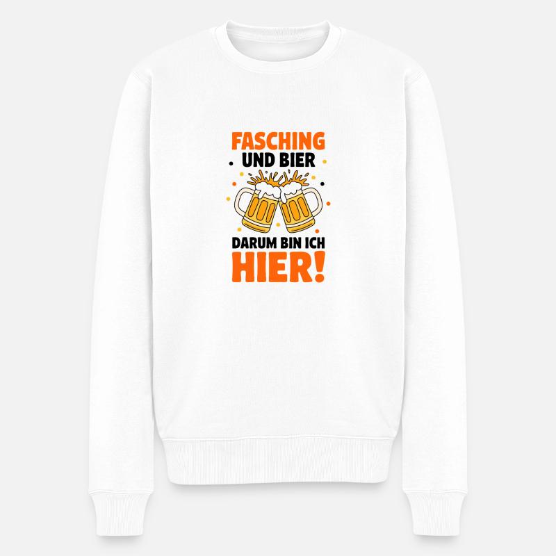 Fasching und Bier Karneval - Männer Premium Bio Pullover - Weiß
