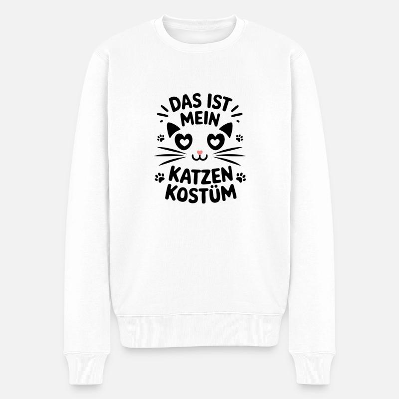 Das ist mein Katzen Kostüm - Fasching Karneval - Männer Premium Bio Pullover - Weiß