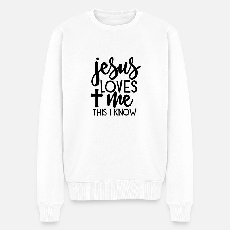 Jesus liebt mich - Männer Premium Bio Pullover - Weiß