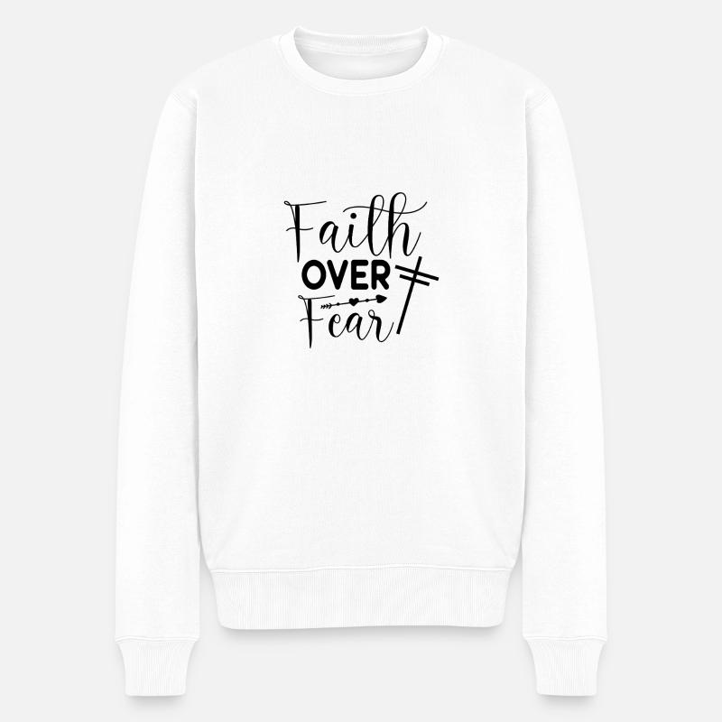 Glaube über Angst - Männer Premium Bio Pullover - Weiß