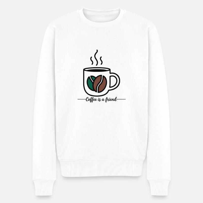 LE CAFÉ EST UN AMI - Pull Premium bio Homme - blanc