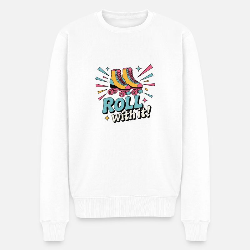 ROLLSCHUHE, ROLLEN SIE DAMIT - Männer Premium Bio Pullover - Weiß