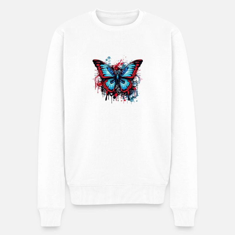Urbaner Schmetterling - Männer Premium Bio Pullover - Weiß
