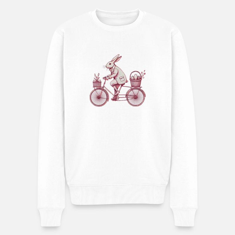Easter Bunny Bicycle Retro Style - Men's Premium Organic Jumper - white