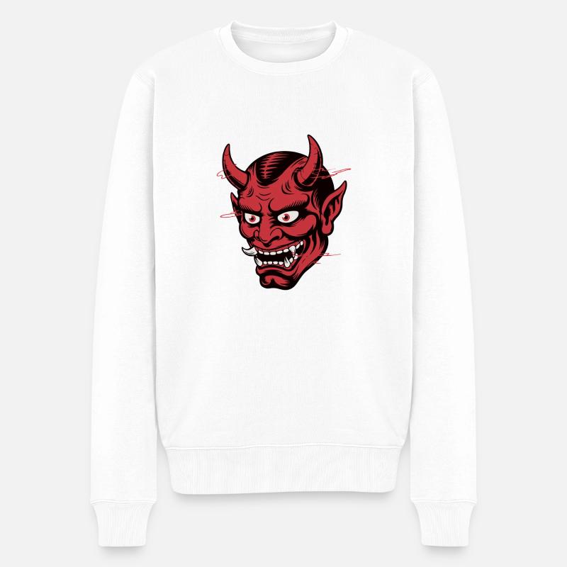 MASKE IM KUNSTSTIL - Männer Premium Bio Pullover - Weiß
