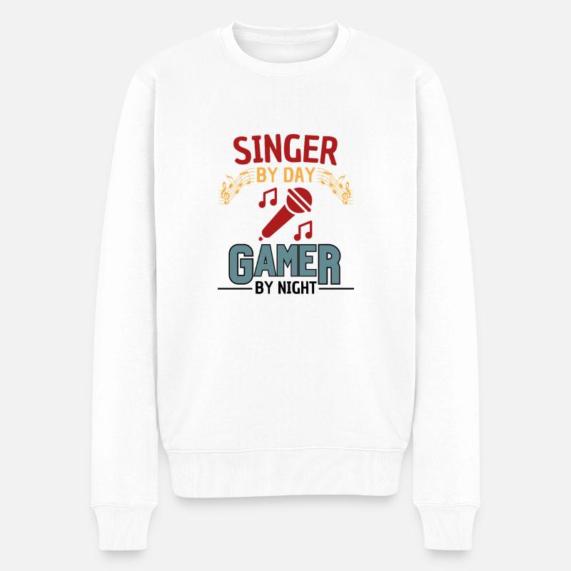 Sänger Gamer Spruch Design - Männer Premium Bio Pullover - Weiß