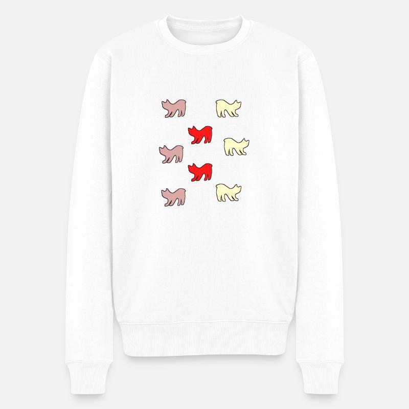 Katzen ohne Schwanz - Männer Premium Bio Pullover - Weiß
