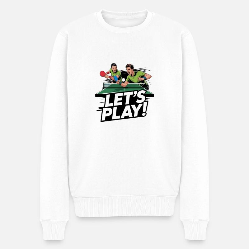 TISCHTENNIS - Männer Premium Bio Pullover - Weiß