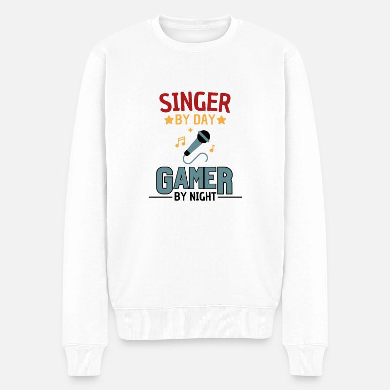 Funny Singer Gamer Design - Pull Premium bio Homme - blanc