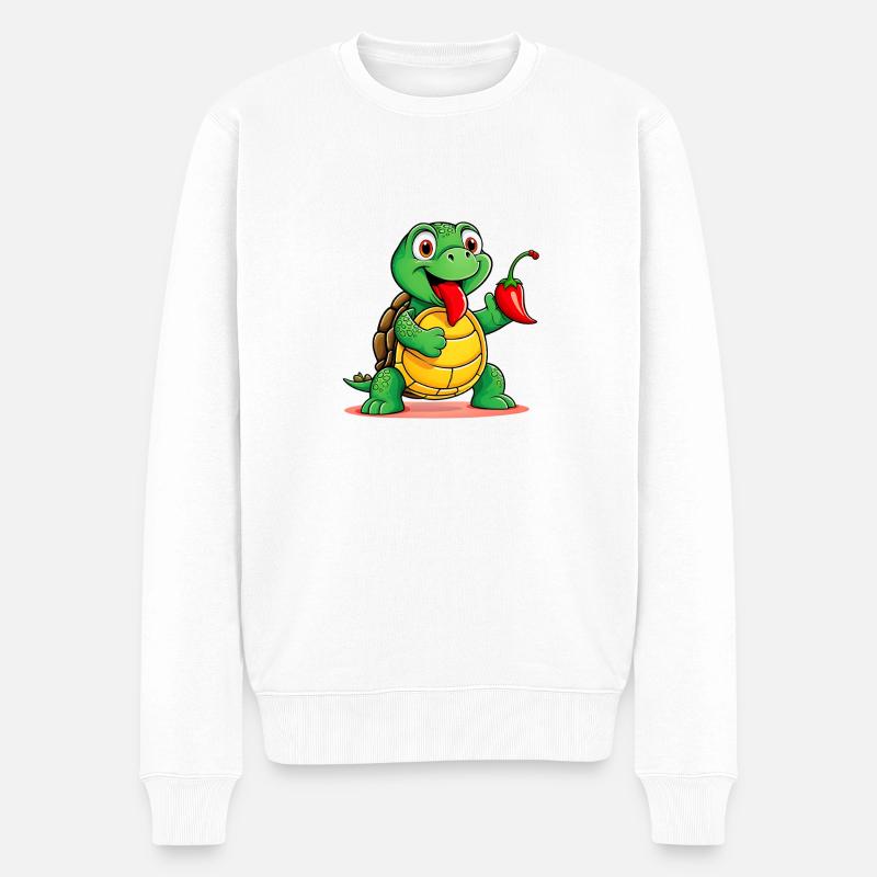 Tortue mangeuse de piment fort - Pull Premium bio Homme - blanc