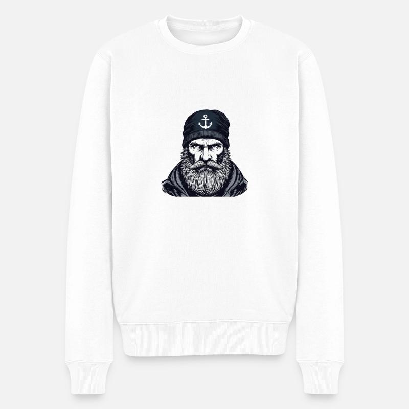 Ostfriesische Nordsee Seemann - Männer Premium Bio Pullover - Weiß