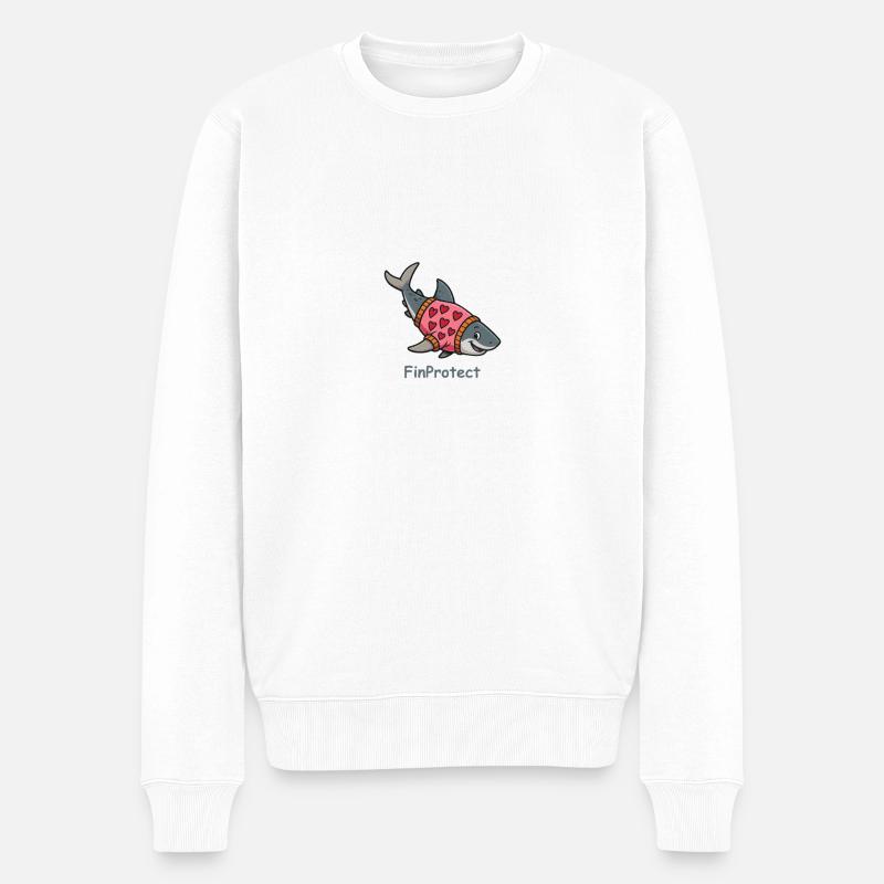 Comic Hai mit Herzpullover - Männer Premium Bio Pullover - Weiß