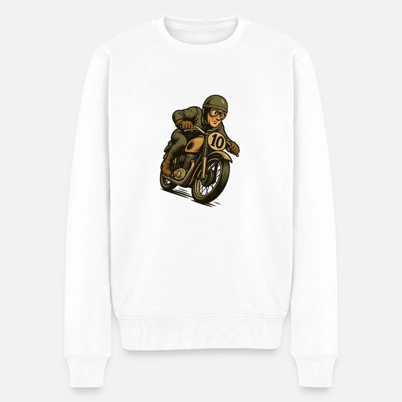 Motorrad Oldtimer - Männer Premium Bio Pullover - Weiß