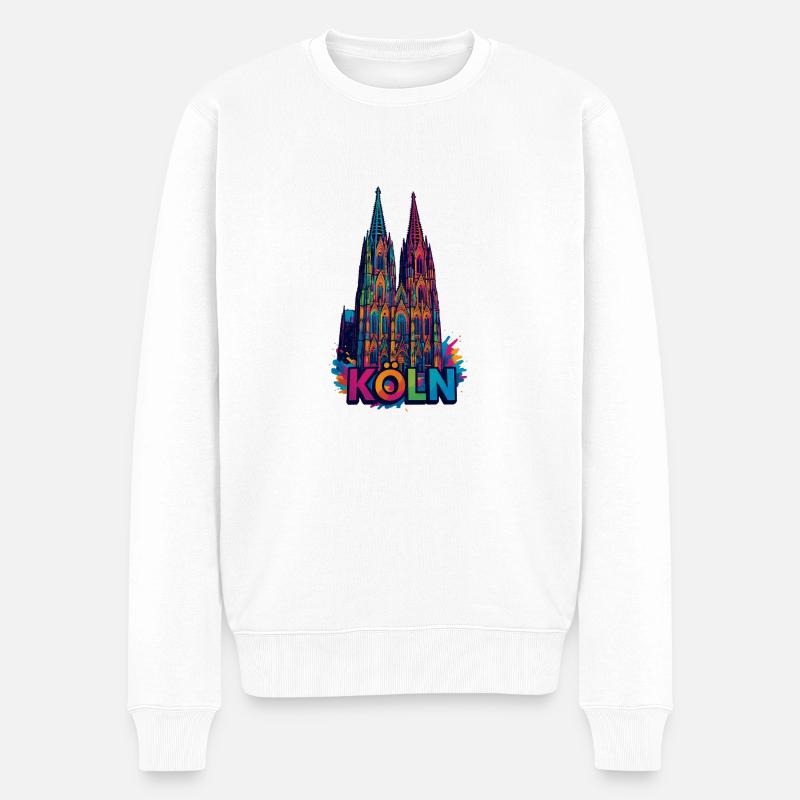 Cathédrale de Cologne - Pull Premium bio Homme - blanc