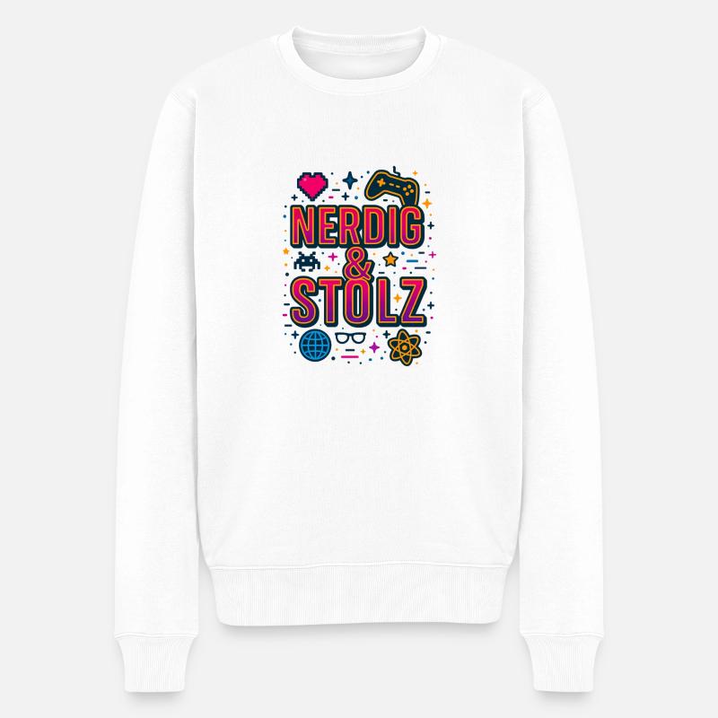 Nerdig & Stolz - Männer Premium Bio Pullover - Weiß