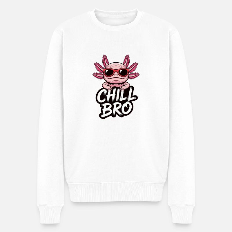 Chill Bro Axolotl chillen bruder - Männer Premium Bio Pullover - Weiß