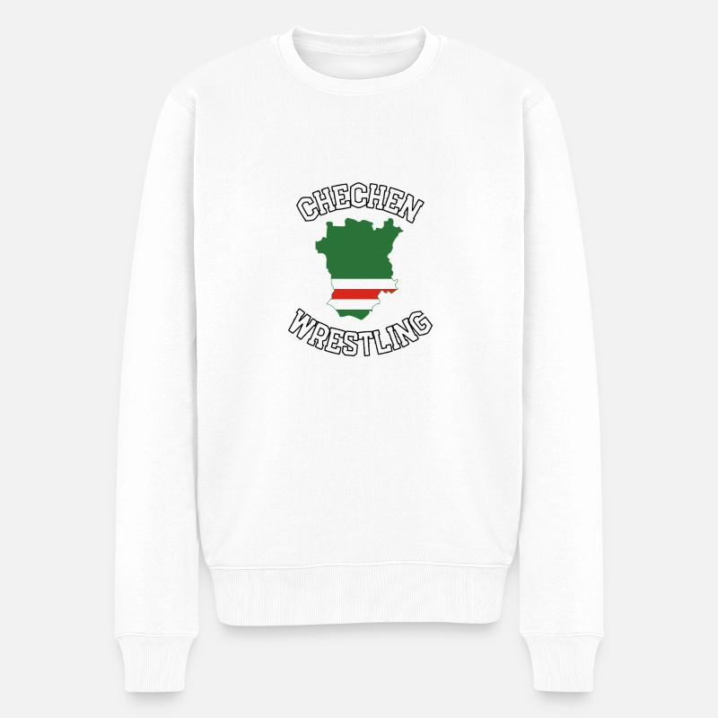 Chechen Wrestling - Männer Premium Bio Pullover - Weiß