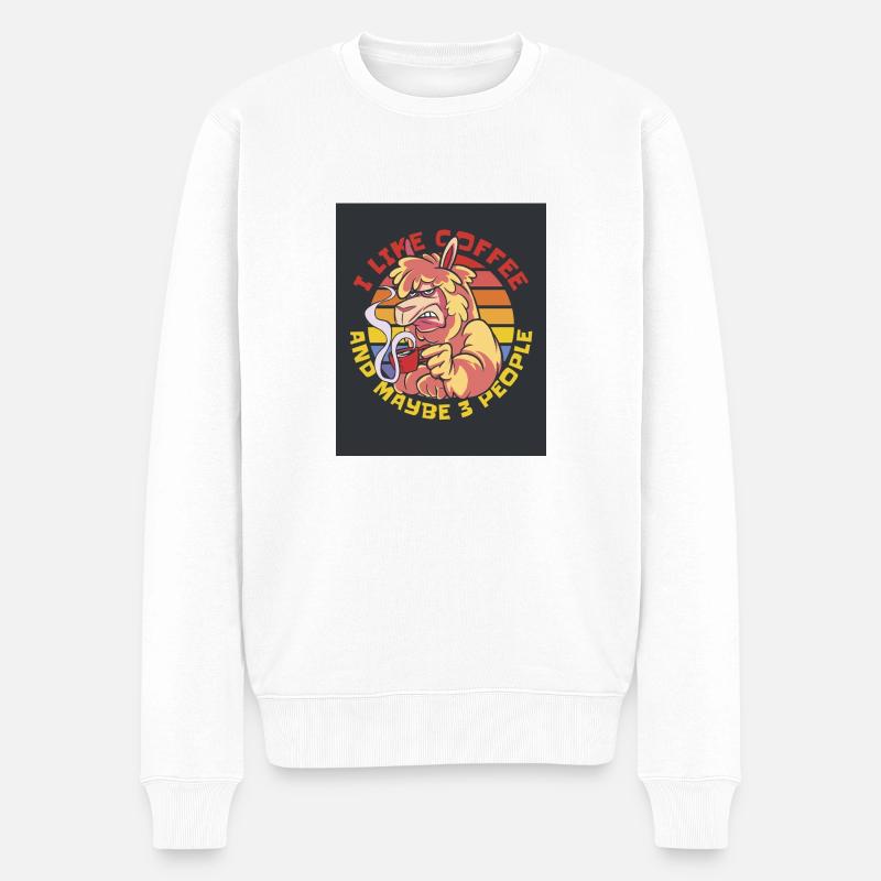 16992 GrumpyAlpakaTshirt PR - Männer Premium Bio Pullover - Weiß